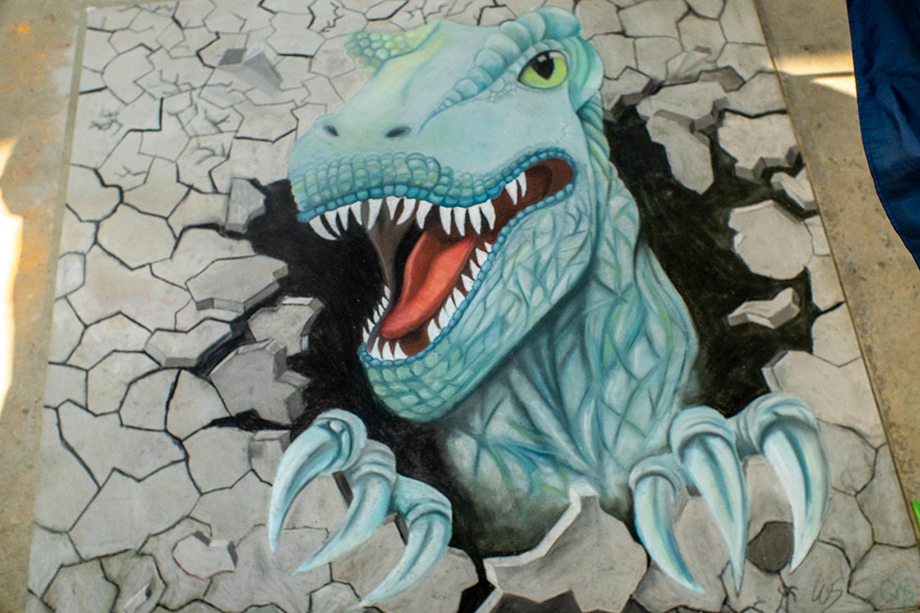 Dino Breaking Sidewalk